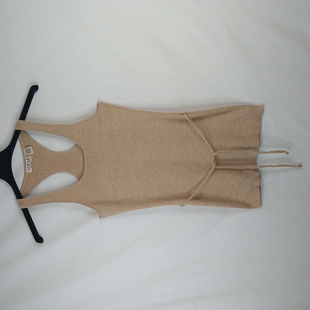 Women Metallic Tan Belted Tank Top Size: XL